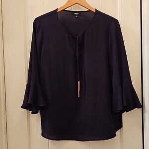Elegant Purple Blouse with Flared Sleeves